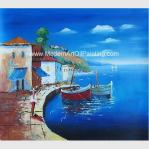 Framed Seascape Mediterranean Oil Painting Canvas Handmade By Palette Knife