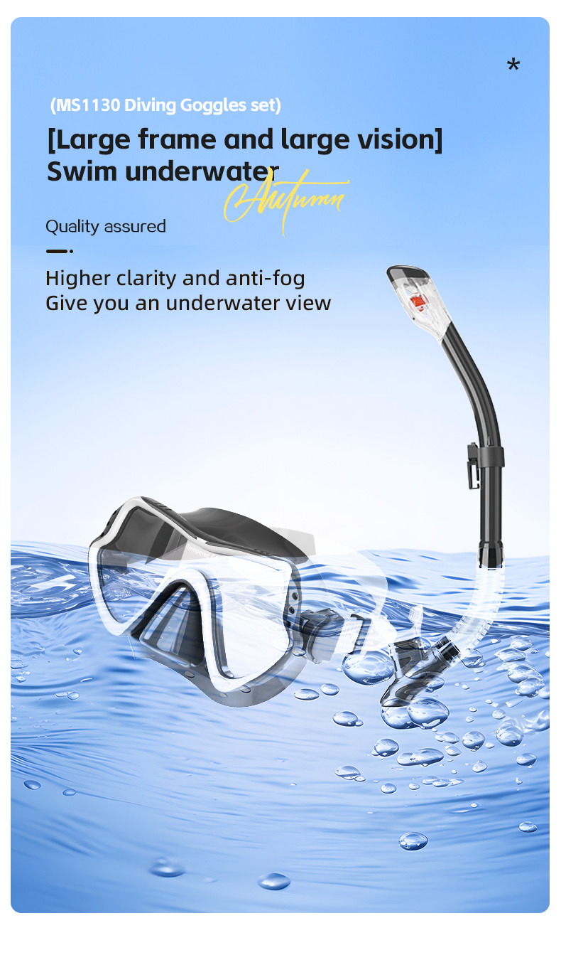 Hot Custom factory Low Volume Freediving Mask And Snorkel Sets Tempered glass diving mask set Adult