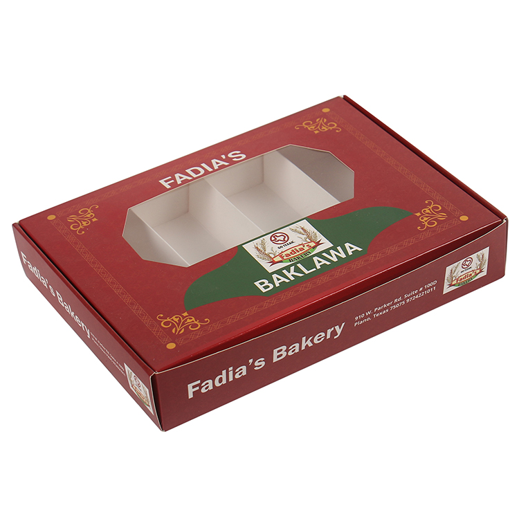 Custom Printed Paperboard Pastry Cookie Box with Dividers Custom Order Clear Window