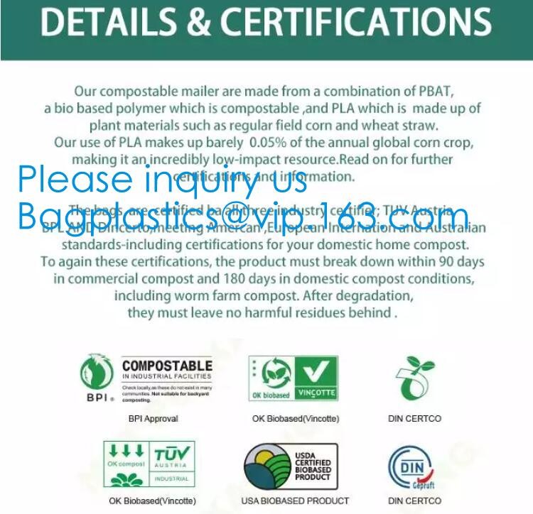 Edible 100% Fully Compostable Biodegradable Organic Corn Starch Enviroment PLA Biodegradable Disposable Recyclable pac
