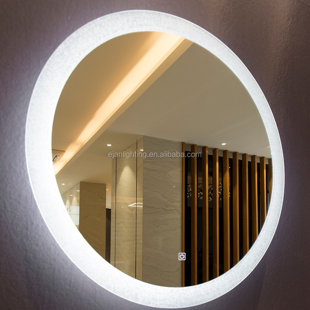 Glass Oval Shape Round Smart Touch Screen LED Bathroom Vanity Mirror with Dimming