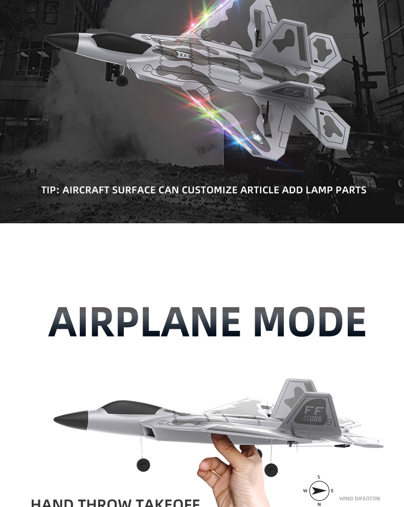 F22 Rtf Epp Foam Jet Airplane Remote Control Rc Fighter Plane Toy Age Range 8 to 13 Years Control distance About 200 meters