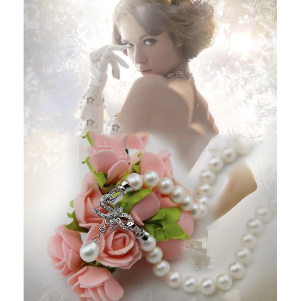 Pearl necklace natural freshwater 8-9 mm nearly round silver pendant