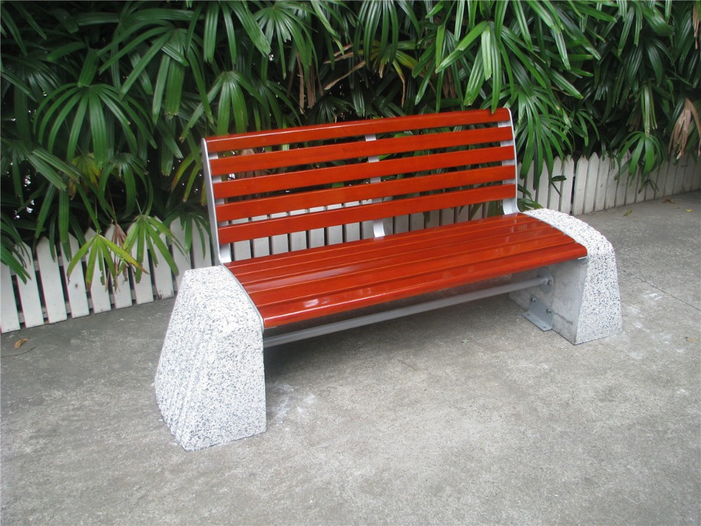 Modern Courtyard Outdoor Wooden Bench Furniture With Mild Steel Camphor Wood Material