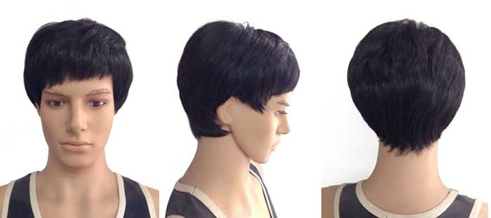 Double Knot Machine Made Wigs / Dark Brown Short Hair Wigs For Men