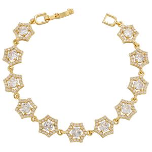 China Micro 18k Gold Charm Bracelet Jewelry Zircon Geometric Heart Shaped Diamond Bracelet wholesale