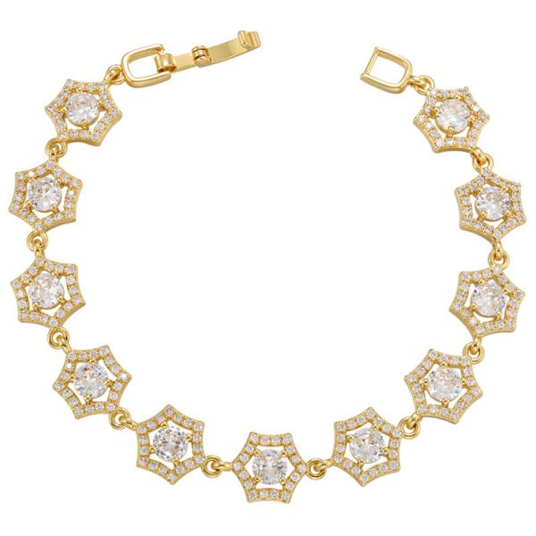 Micro 18k Gold Charm Bracelet Jewelry Zircon Geometric Heart Shaped Diamond