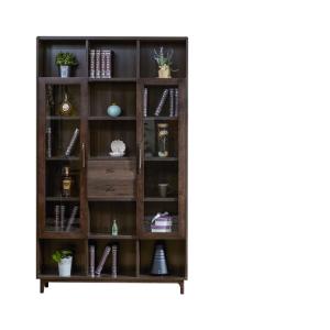 China Bookcase 3 Doors 2100mm Wooden Glass Cabinet Solid Wood Glass Door Cabinet wholesale