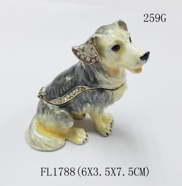 Dog alloy jewelry box decorative metal keepsake box fashion trinket box home