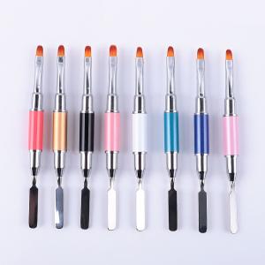 China Acrylic Nail Art Brush Stainless Steel Dual Ended Poly For UV Gel Extension wholesale