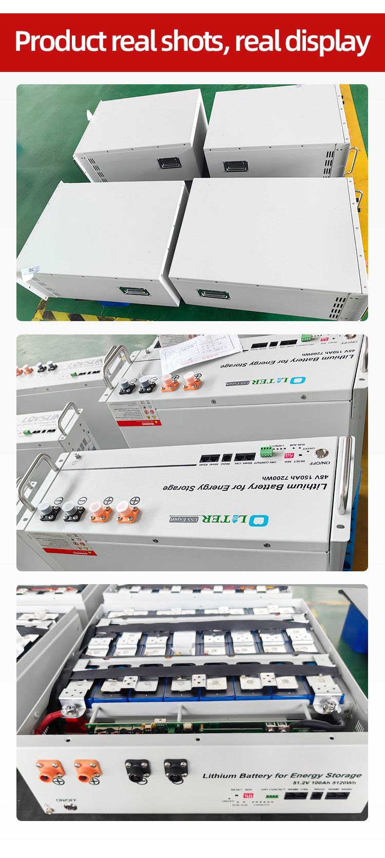 51.2V 100ah Lithium Solar System Photovoltaic Battery Power Supply for Low Pressure Rack Type AGM Energy Storage System