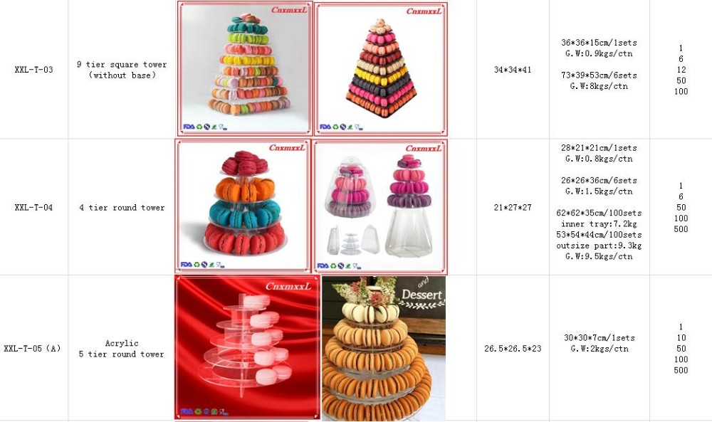 Classic Plastic 10 Tier Macaron Tower Pyramid Macaron Stand Case