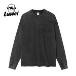 Heavy Weight Cotton Knitted Hoodie Two Tone Cut Sew Crewneck Sweatshirt