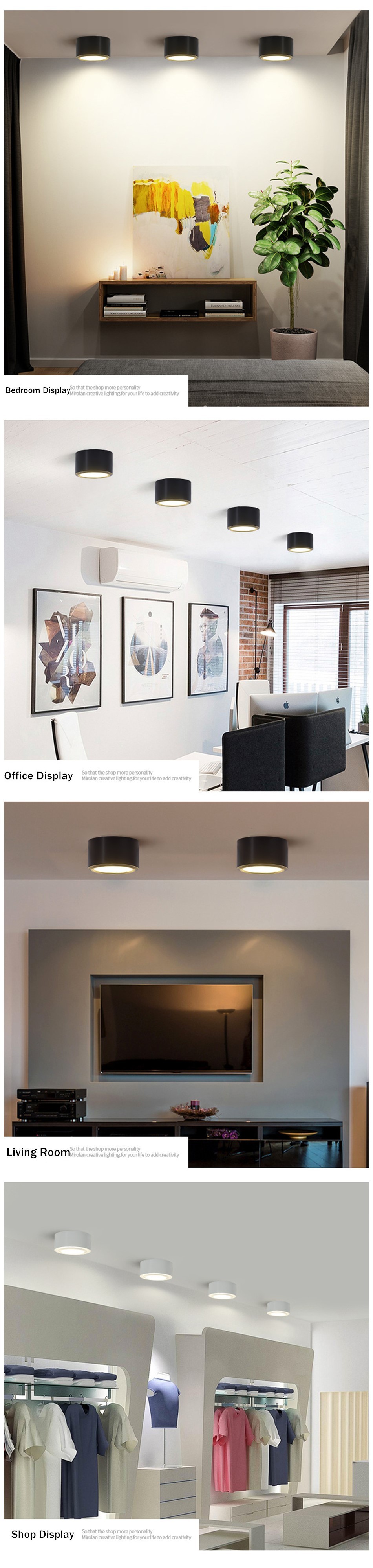 AC85-265V Input 9W 2700K-6500K Optional Surface Mounted LED Downlight
