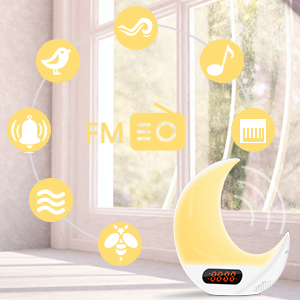 Sleep Aid Colourful 24H Time Display Wake Up Alarm Clock Light