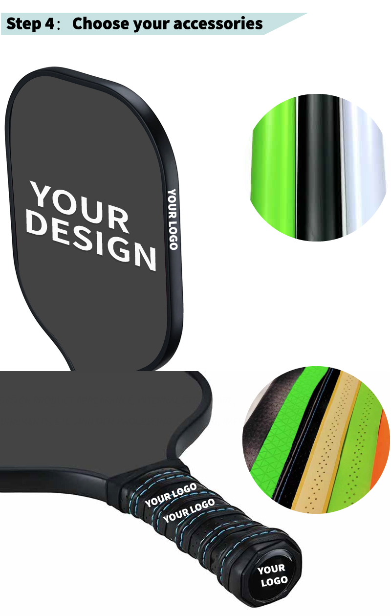 PP Honeycomb Core Glass Fiber Pickleball Paddle Custom With 110mm Handle Grip Circumference