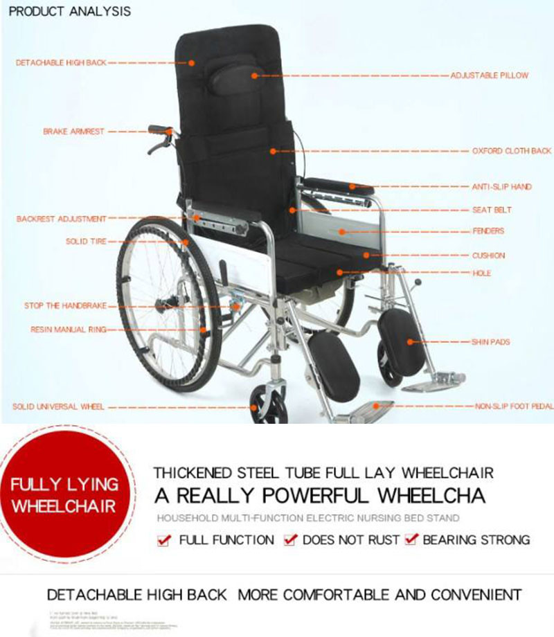 Light Manual Medical Transport Wheelchair Rehabilitation Equipment Load 100kg
