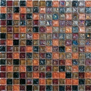 China Deep red water waving glass mosaic tile square shape tile wholesale