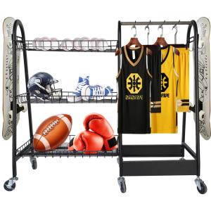 China 15kg / Layer Sports Equipment Storage Rack Rugby Ball Shelf With Wheels wholesale