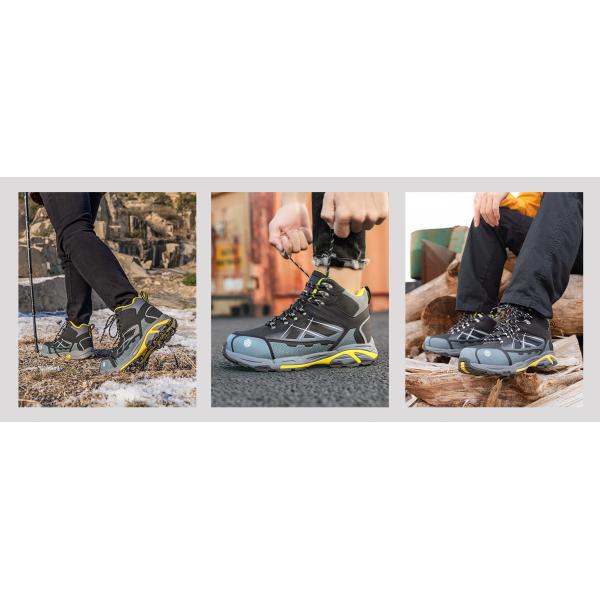 Black Unisex Reflective Strip Safety Boots with PU Rubber Sole for Anti-proof Work Shoes