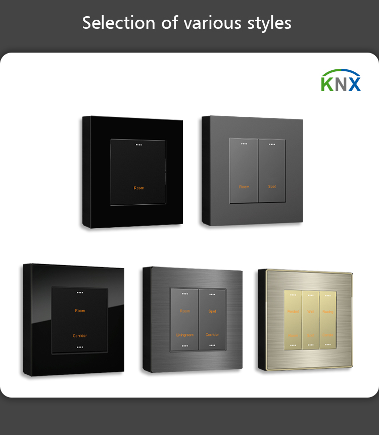 Intelligent Control KNX Wall Switch Metal / Glass / PC Material Cover