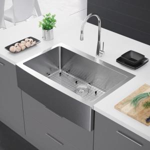 China 15MM Corner Radius Apron Stainless Steel Kitchen Sink 30 Inch wholesale