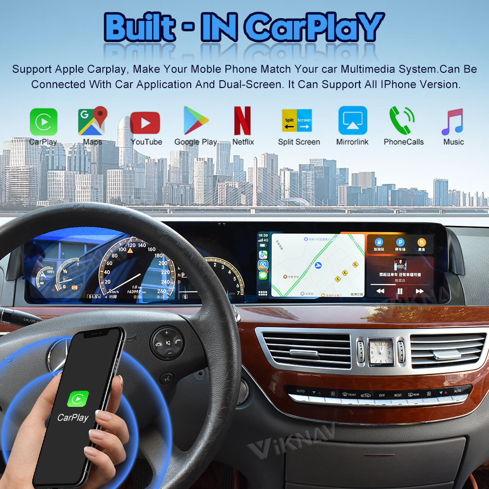 Multimedia Player Wireless Carplay Android Car Head Unit For Mercedes Benz S Class