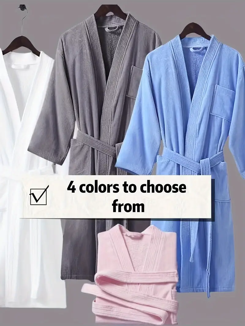 Classic Men’s Lounge Bathrobe – Soft V-Neck Belted Robe with Long Sleeves for Everyday Comfort