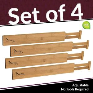 China Set of 4 Bamboo Wooden Adjustable Drawer Divider wholesale