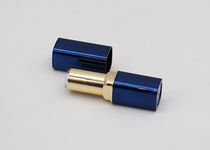 Shiny Blue Empty Lipstick Tube Hot Stamping Surface Treatment