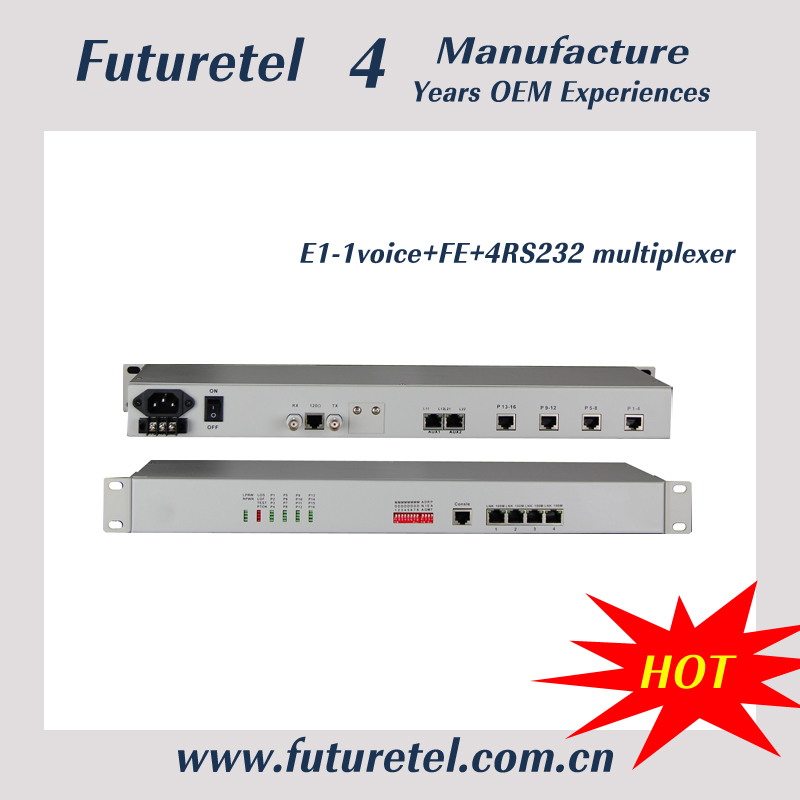 China Fiber Optical E1 interface 1voice Ethernet 4RS232 multiplexer wholesale