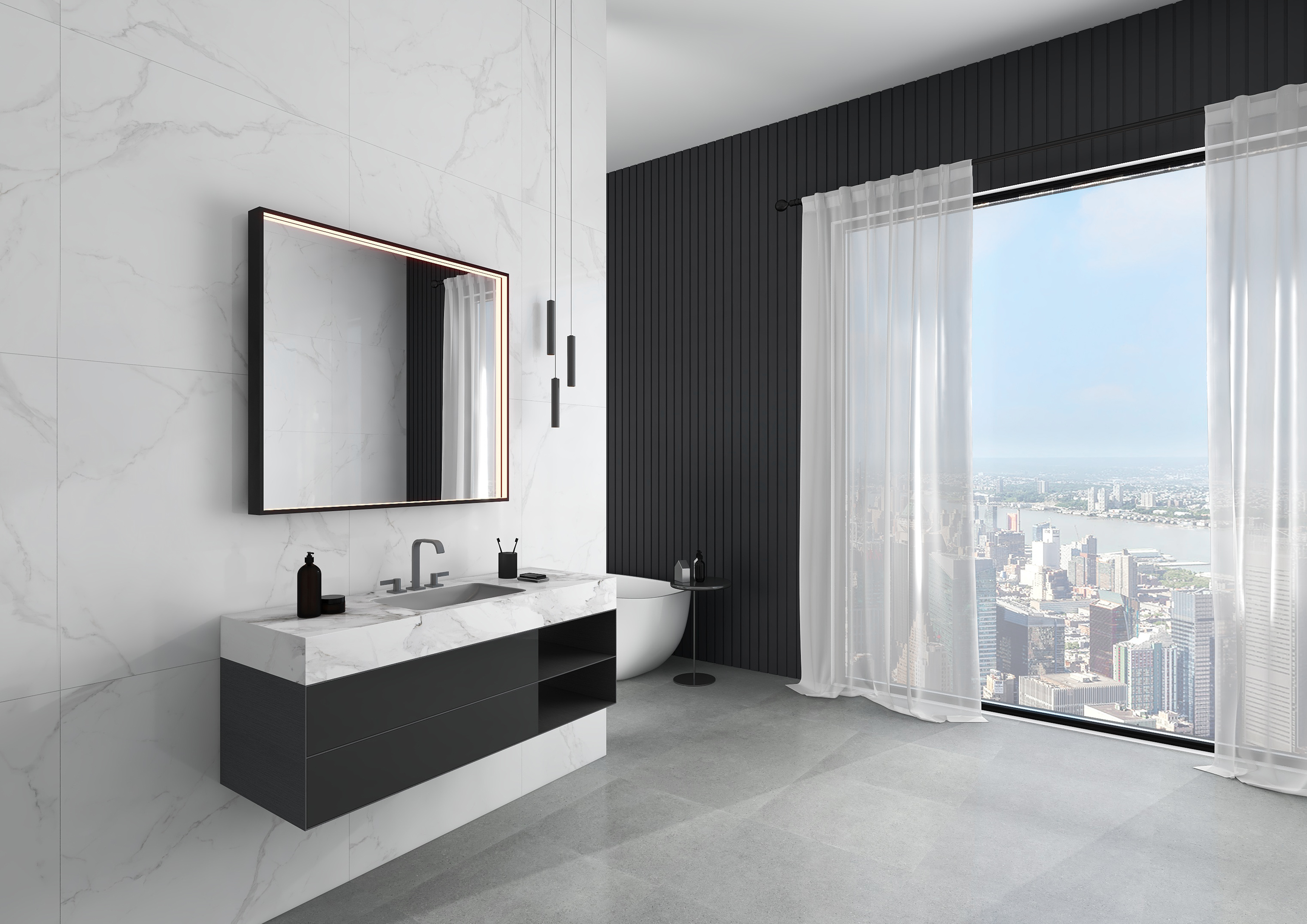 Illuminated Bluetooth Bathroom Mirror With Color Temperature Options And 90° Shine Angle