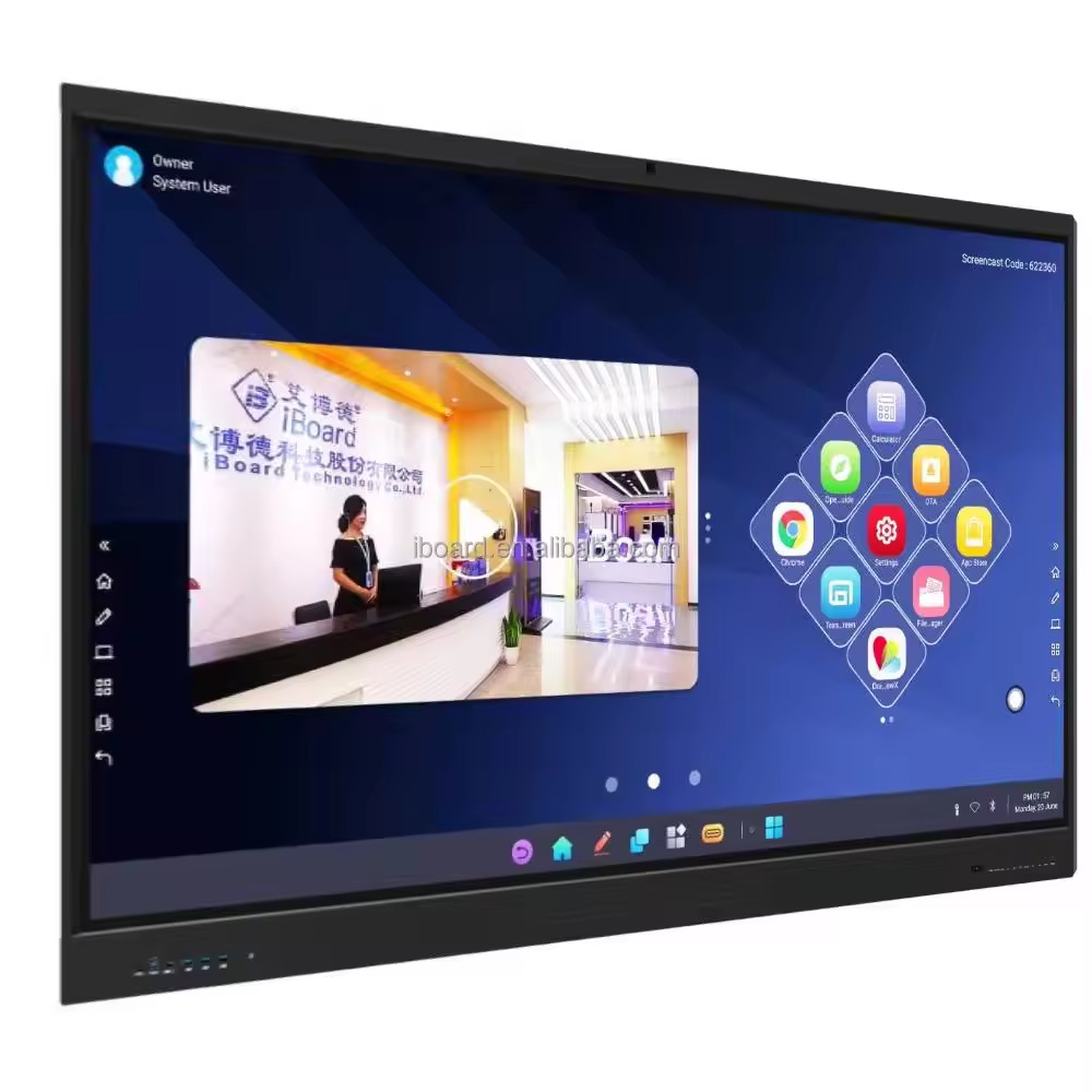 4K Android 14 Interactive Board 86 Inch Multimedia Smart Whiteboard Electronic Touch Screen Display for Meeting Classroom