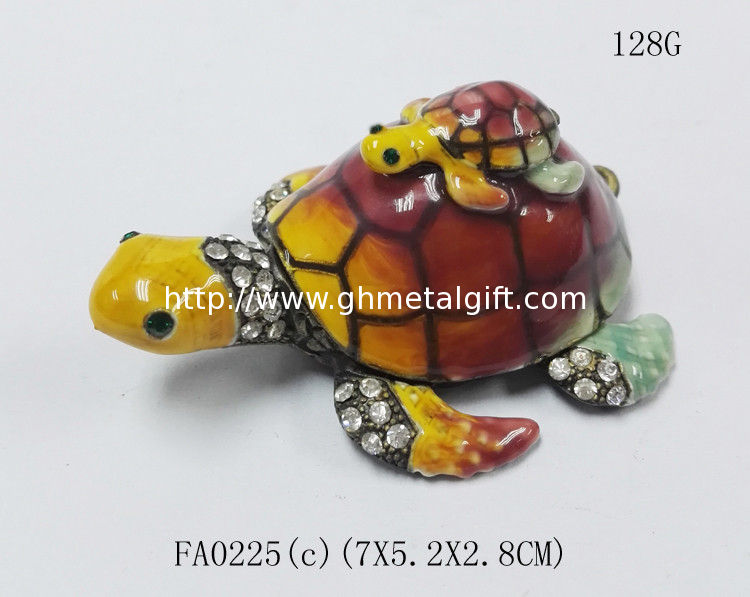 Mum & Baby Turtle metal trinket box turtle treasure box metal jewelry box