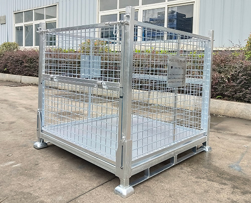 1000kg Load Capacity Foldable Steel Stillage Pallet Cage For Industrial Storage