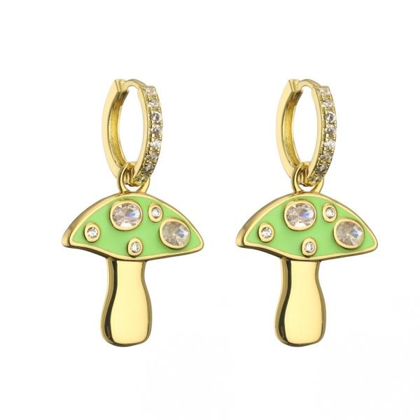Quality Cute Enamel Gold Plated Drop Earring Mushroom Dangle Earrings for sale