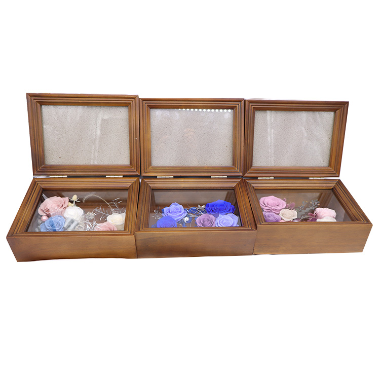 Customized Wooden Photo Frames Decorations With Pollen Preserved Rose