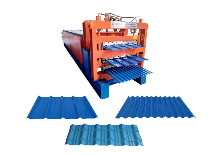 Aluminum Tile Corrugated Roll Forming Machine , Three Layer IBR Sheet Making Machine