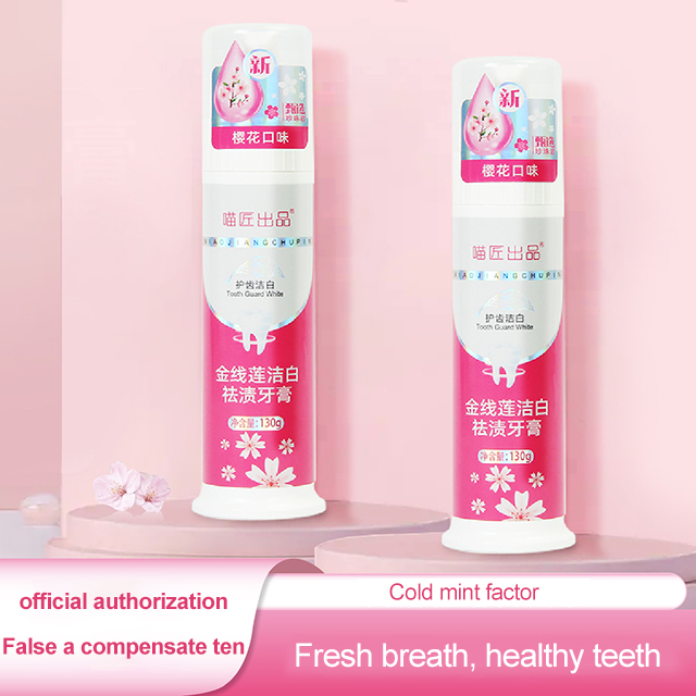 Press Pump Toothpaste Cherry Blossom Flavor for Adults Teeth Whitening and Oral Care