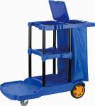 Blue Housekeeping 3 Shelves 150KG Janitorial Cleaning Cart