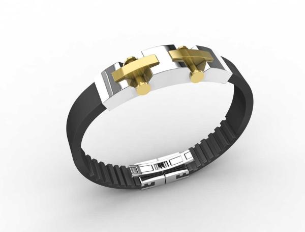 Top Quality Europe Fashion Stainless Steel Genuine Leather Silicone Bangle