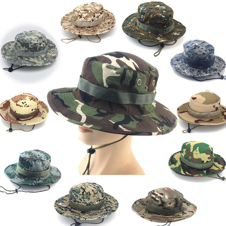 Boonie Military Camouflage Mesh Bucket Cap For Hunting Hiking Climbing