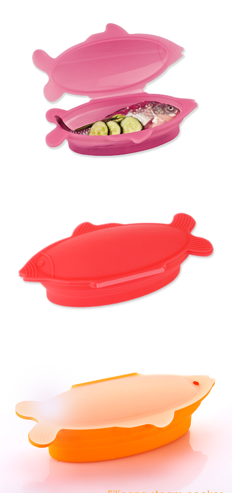 Food Grade Silicone Cooker Collapsible Foldable Non-Stick Odorless Fish Steamer