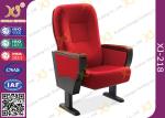 Solid Rubber Wood Armrest Audience Seating Chairs Fire Retardant Fabric
