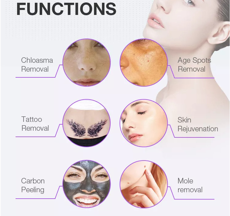 Hot Sell Portable 532 1064 1320nm Tattoo Scar Pigment Eyebrows Darker Spots Removal Machine 3 Wavelengths Skin Care 5PCS