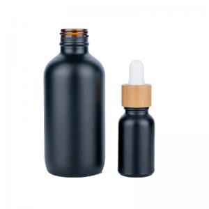 China Glass Eye Dropper Bottles 30ml Round Black Frosted Small  Essential Oil Bottle on sale