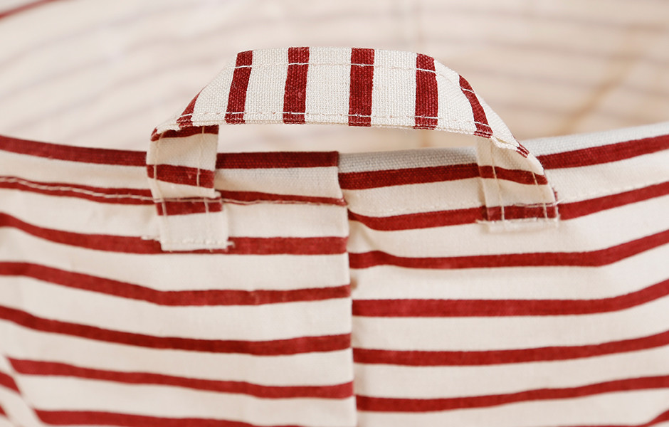 Puting portable Laundry basket storage bag box bathroom hamper bin customized colors stripe Green blue Cotton Linen