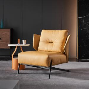 China Coffee Shop Brown Leather Leisure Chairs With Black Legs wholesale