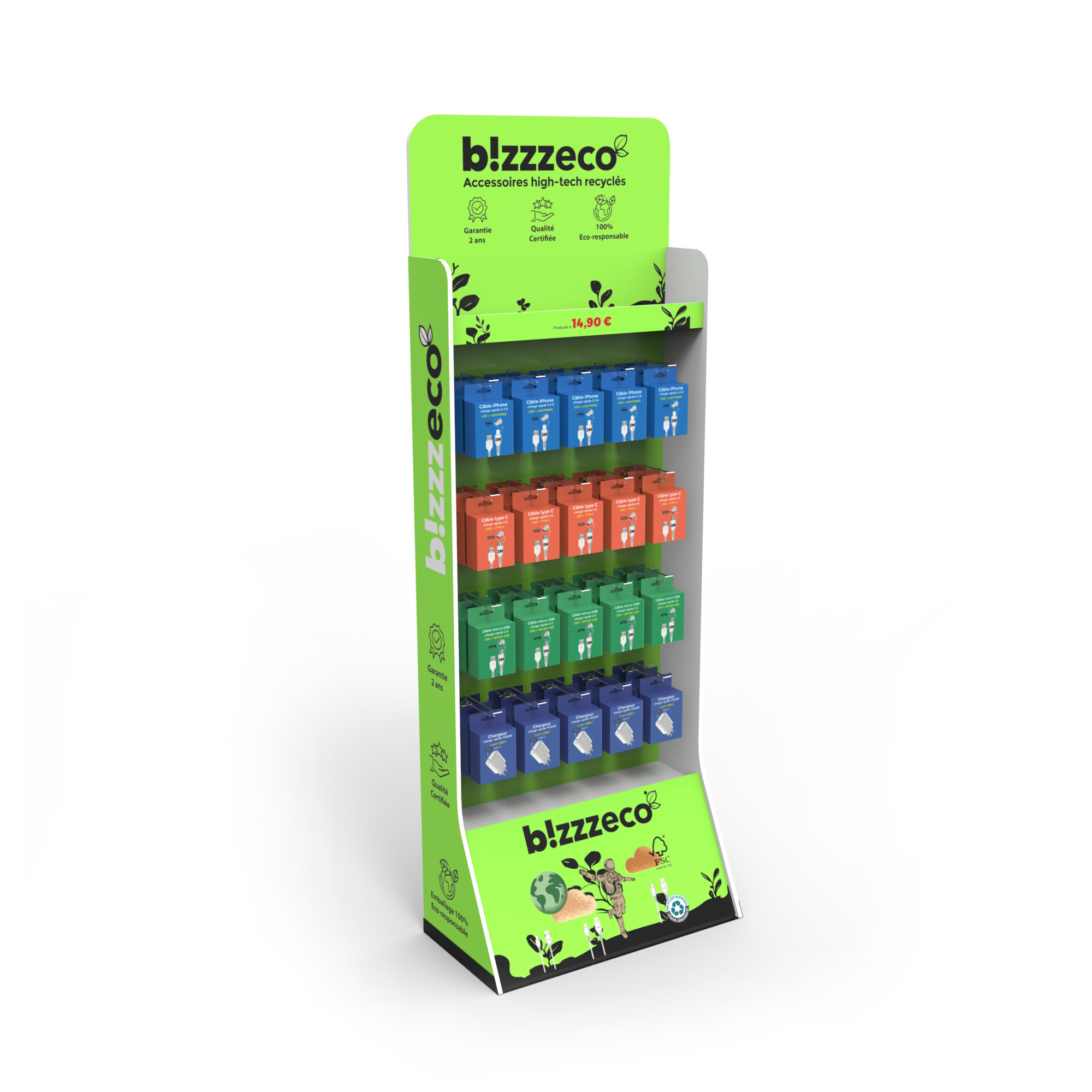 Double Sided Display Stand PVC Pegboard Shop Product Display Stand