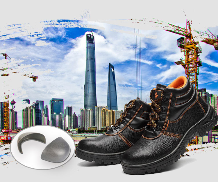 European Standard Genuine Leather Waterproof Men Work Safety Shoes Boots With Steel Toe Cap And Steel Plate